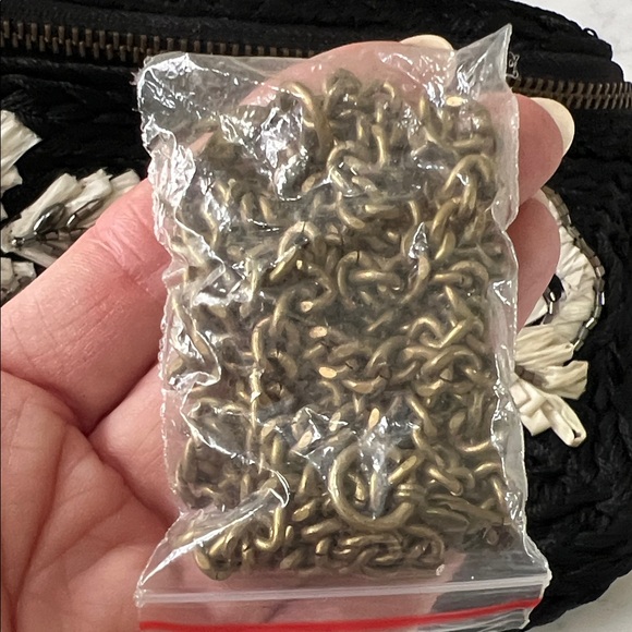 Anthropologie JULES Black and Cream Beaded Belted Bag Purse - Picture 5 of 9